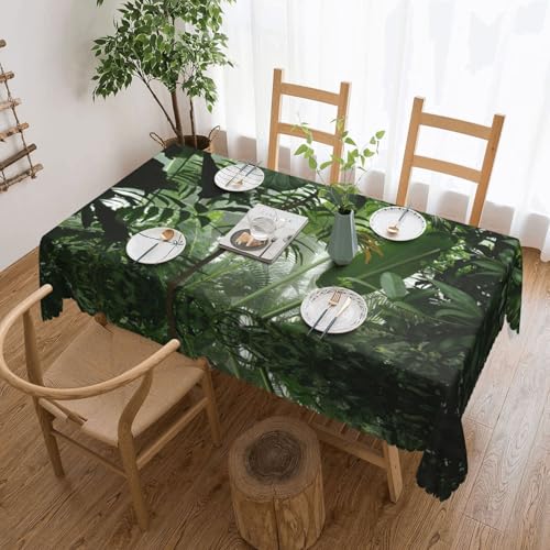PQruop Elegante rechteckige Tischdecke mit tropischem Regenwald-Motiv, perfekt für Ess-, Picknick-, Kamin- und Partytische von PQruop