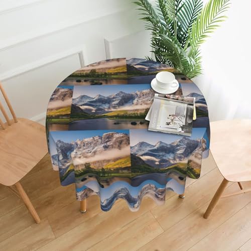 PQruop Elegante runde Tischdecke für Reisen, Berglandschaft, für Partys, Terrasse und Camping, Abdeckung für drinnen und draußen PQruop Elegante runde Tischdecke für Reisen, Berglandschaft, für Partys, Terrasse und Camping, Abdeckung für drinnen und draußen von PQruop