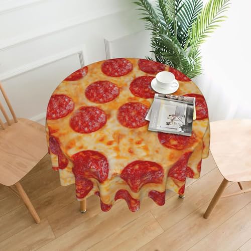 PQruop Elegante runde Tischdecke mit 3D-Pfefferoni-Druck, für Partys, Terrasse und Camping, Abdeckung für drinnen und draußen PQruop Elegante runde Tischdecke mit 3D-Pfefferoni-Druck, für Partys, Terrasse und Camping, Abdeckung für drinnen und draußen von PQruop