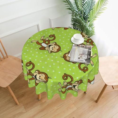 PQruop Elegante runde Tischdecke mit Affen-Aufdruck, für Partys, Terrasse und Camping, Abdeckung für drinnen und draußen, Grün PQruop Elegante runde Tischdecke mit Affen-Aufdruck, für Partys, Terrasse und Camping, Abdeckung für drinnen und draußen, Grün von PQruop