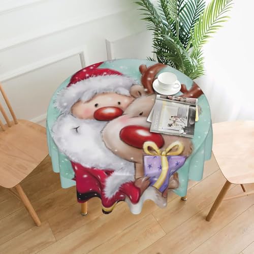 PQruop Elegante runde Tischdecke mit Aufdruck "Merry Christmas" für Partys, Terrasse und Camping, Abdeckung für drinnen und draußen PQruop Elegante runde Tischdecke mit Aufdruck "Merry Christmas" für Partys, Terrasse und Camping, Abdeckung für drinnen und draußen von PQruop