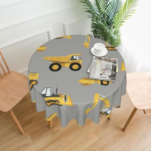 PQruop Elegante runde Tischdecke mit Bauwagen-Druck, für Partys, Terrasse und Camping, Abdeckung für den Innen- und Außenbereich PQruop Elegante runde Tischdecke mit Bauwagen-Druck, für Partys, Terrasse und Camping, Abdeckung für den Innen- und Außenbereich von PQruop