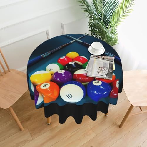 PQruop Elegante runde Tischdecke mit Billard-Druck, für Partys, Terrasse und Camping, Abdeckung für den Innen- und Außenbereich PQruop Elegante runde Tischdecke mit Billard-Druck, für Partys, Terrasse und Camping, Abdeckung für den Innen- und Außenbereich von PQruop