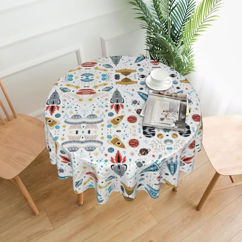 PQruop Elegante runde Tischdecke mit Cartoon-Raketen-Druck, für Partys, Terrasse und Camping, Abdeckung für drinnen und draußen PQruop Elegante runde Tischdecke mit Cartoon-Raketen-Druck, für Partys, Terrasse und Camping, Abdeckung für drinnen und draußen von PQruop