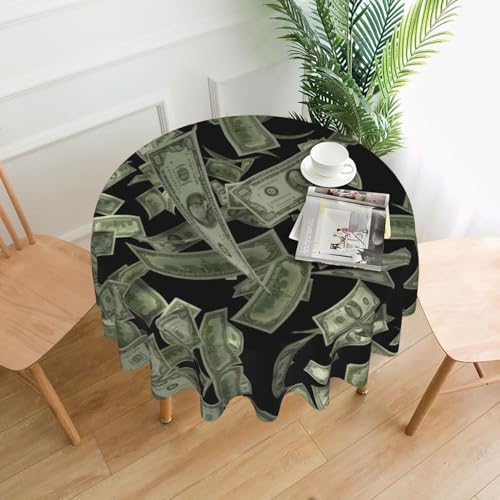 PQruop Elegante runde Tischdecke mit Dollarzeichen für Partys, Terrasse und Camping, Abdeckung für drinnen und draußen PQruop Elegante runde Tischdecke mit Dollarzeichen für Partys, Terrasse und Camping, Abdeckung für drinnen und draußen von PQruop