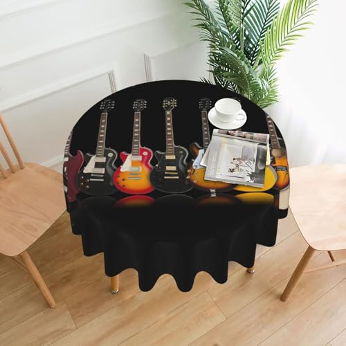 PQruop Elegante runde Tischdecke mit E-Gitarren-Druck, für Partys, Terrasse und Camping, Abdeckung für drinnen und draußen PQruop Elegante runde Tischdecke mit E-Gitarren-Druck, für Partys, Terrasse und Camping, Abdeckung für drinnen und draußen von PQruop