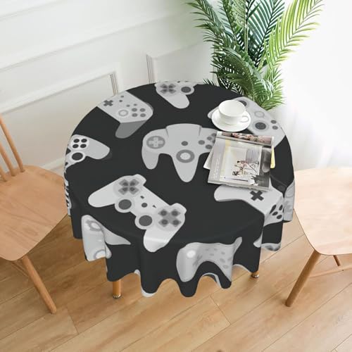 PQruop Elegante runde Tischdecke mit Game-Controller-Druck, für Partys, Terrasse und Camping, Abdeckung für den Innen- und Außenbereich PQruop Elegante runde Tischdecke mit Game-Controller-Druck, für Partys, Terrasse und Camping, Abdeckung für den Innen- und Außenbereich von PQruop