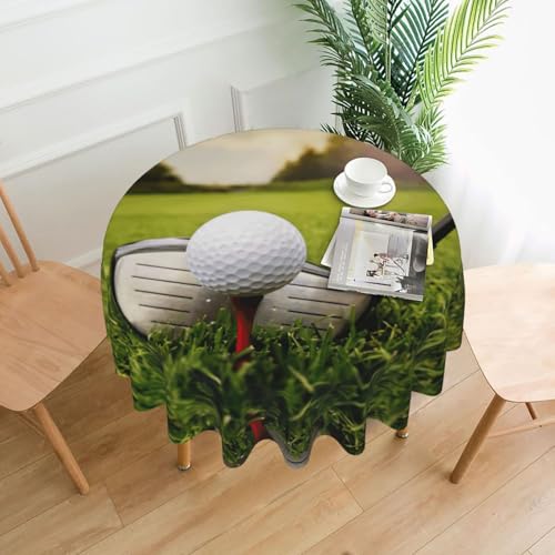 PQruop Elegante runde Tischdecke mit Golfball-Druck, für Partys, Terrasse und Camping, Abdeckung für drinnen und draußen PQruop Elegante runde Tischdecke mit Golfball-Druck, für Partys, Terrasse und Camping, Abdeckung für drinnen und draußen von PQruop