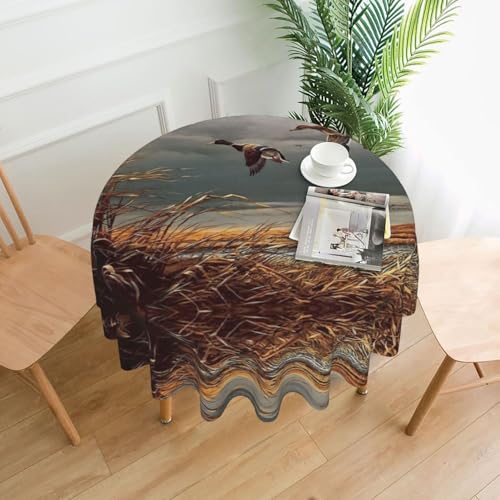 PQruop Elegante runde Tischdecke mit Jagd-Motiv für Partys, Terrasse und Camping, Abdeckung für den Innen- und Außenbereich PQruop Elegante runde Tischdecke mit Jagd-Motiv für Partys, Terrasse und Camping, Abdeckung für den Innen- und Außenbereich von PQruop