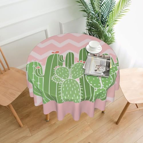 PQruop Elegante runde Tischdecke mit Kaktus-Wüsten-Druck, für Partys, Terrasse und Camping, Abdeckung für drinnen und draußen PQruop Elegante runde Tischdecke mit Kaktus-Wüsten-Druck, für Partys, Terrasse und Camping, Abdeckung für drinnen und draußen von PQruop