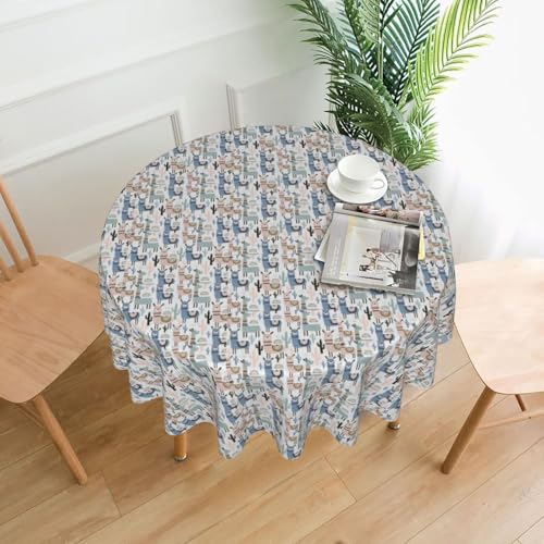 PQruop Elegante runde Tischdecke mit Lama-Alpaka-Kaktus-Druck, für Partys, Terrasse und Camping, Abdeckung für den Innen- und Außenbereich PQruop Elegante runde Tischdecke mit Lama-Alpaka-Kaktus-Druck, für Partys, Terrasse und Camping, Abdeckung für den Innen- und Außenbereich von PQruop