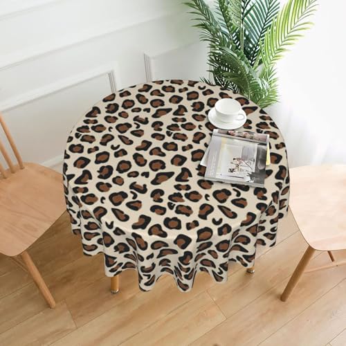 PQruop Elegante runde Tischdecke mit Leopardenmuster für Partys, Terrasse und Camping, Abdeckung für den Innen- und Außenbereich PQruop Elegante runde Tischdecke mit Leopardenmuster für Partys, Terrasse und Camping, Abdeckung für den Innen- und Außenbereich von PQruop