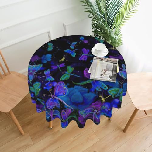 PQruop Elegante runde Tischdecke mit Libellen-Druck, für Partys, Terrasse und Camping, Abdeckung für den Innen- und Außenbereich PQruop Elegante runde Tischdecke mit Libellen-Druck, für Partys, Terrasse und Camping, Abdeckung für den Innen- und Außenbereich von PQruop