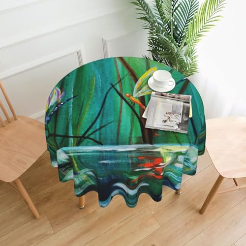 PQruop Elegante runde Tischdecke mit Libellen-Motiv für Partys, Terrasse und Camping, Abdeckung für drinnen und draußen PQruop Elegante runde Tischdecke mit Libellen-Motiv für Partys, Terrasse und Camping, Abdeckung für drinnen und draußen von PQruop