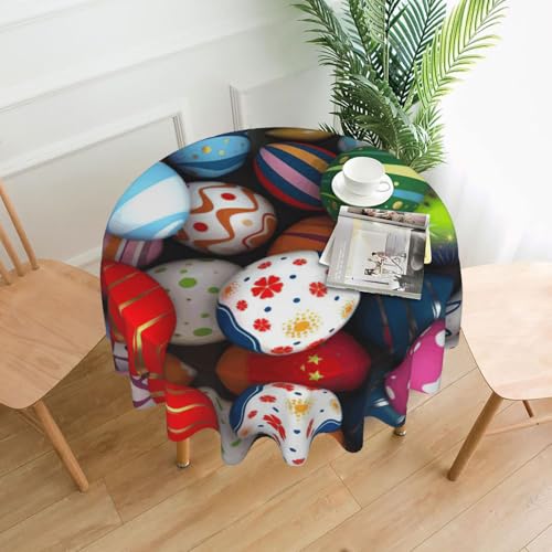 PQruop Elegante runde Tischdecke mit Ostereier-Motiv für Partys, Terrasse und Camping, Abdeckung für drinnen und draußen PQruop Elegante runde Tischdecke mit Ostereier-Motiv für Partys, Terrasse und Camping, Abdeckung für drinnen und draußen von PQruop
