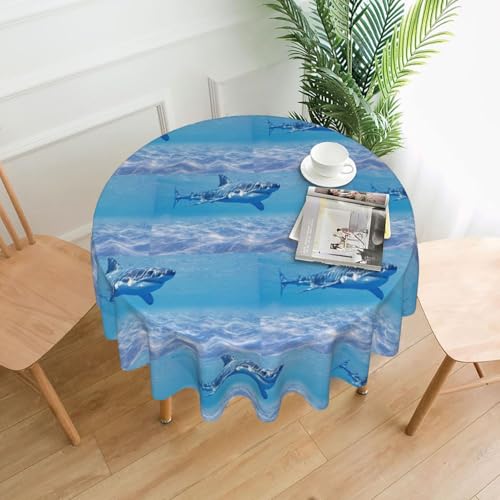 PQruop Elegante runde Tischdecke mit Ozean-Tier-Wal-Druck, für Partys, Terrasse und Camping, Abdeckung für den Innen- und Außenbereich PQruop Elegante runde Tischdecke mit Ozean-Tier-Wal-Druck, für Partys, Terrasse und Camping, Abdeckung für den Innen- und Außenbereich von PQruop
