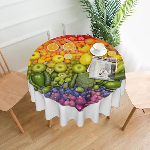 PQruop Elegante runde Tischdecke mit Regenbogen-Motiv für Partys, Terrasse und Camping, Abdeckung für den Innen- und Außenbereich PQruop Elegante runde Tischdecke mit Regenbogen-Motiv für Partys, Terrasse und Camping, Abdeckung für den Innen- und Außenbereich von PQruop
