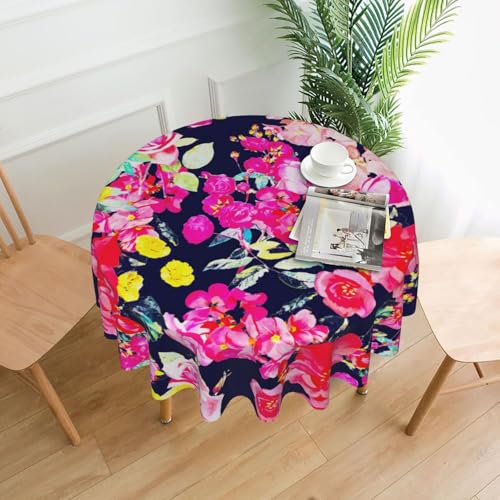 PQruop Elegante runde Tischdecke mit Rosen-Motiv für Partys, Terrasse und Camping, Abdeckung für den Innen- und Außenbereich PQruop Elegante runde Tischdecke mit Rosen-Motiv für Partys, Terrasse und Camping, Abdeckung für den Innen- und Außenbereich von PQruop