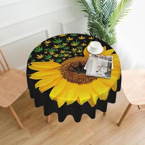 PQruop Elegante runde Tischdecke mit Sonnenblumen-Motiv für Partys, Terrasse und Camping, Abdeckung für den Innen- und Außenbereich PQruop Elegante runde Tischdecke mit Sonnenblumen-Motiv für Partys, Terrasse und Camping, Abdeckung für den Innen- und Außenbereich von PQruop