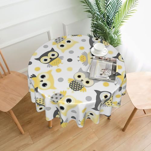PQruop Elegante runde Tischdecke mit Tier-Cartoon-Eulen-Motiv, für Partys, Terrasse und Camping, Abdeckung für den Innen- und Außenbereich PQruop Elegante runde Tischdecke mit Tier-Cartoon-Eulen-Motiv, für Partys, Terrasse und Camping, Abdeckung für den Innen- und Außenbereich von PQruop