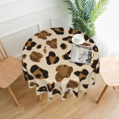 PQruop Elegante runde Tischdecke mit Tier-Leopardenmuster für Partys, Terrasse und Camping, Abdeckung für den Innen- und Außenbereich PQruop Elegante runde Tischdecke mit Tier-Leopardenmuster für Partys, Terrasse und Camping, Abdeckung für den Innen- und Außenbereich von PQruop