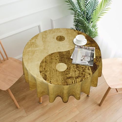 PQruop Elegante runde Tischdecke mit Yin-Yang-Symbol-Druck, für Partys, Terrasse und Camping, Abdeckung für den Innen- und Außenbereich PQruop Elegante runde Tischdecke mit Yin-Yang-Symbol-Druck, für Partys, Terrasse und Camping, Abdeckung für den Innen- und Außenbereich von PQruop
