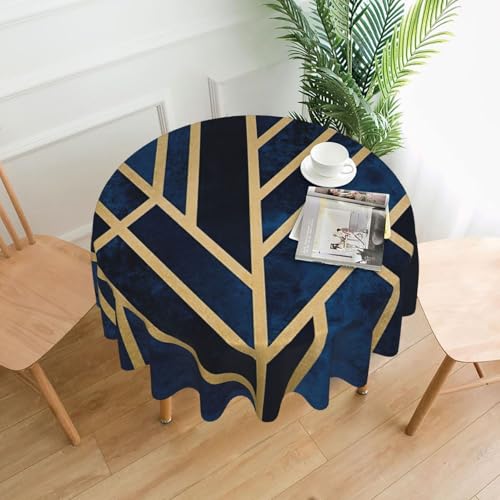 PQruop Elegante runde Tischdecke mit abstraktem geometrischem Druck, für Partys, Terrasse und Camping, Abdeckung für den Innen- und Außenbereich von PQruop