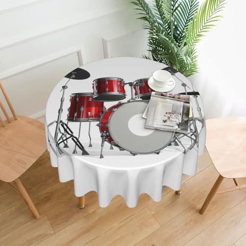 PQruop Elegante runde Tischdecke mit coolem Schlagzeug-Druck, für Partys, Terrasse und Camping, Abdeckung für drinnen und draußen PQruop Elegante runde Tischdecke mit coolem Schlagzeug-Druck, für Partys, Terrasse und Camping, Abdeckung für drinnen und draußen von PQruop
