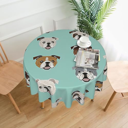 PQruop Elegante runde Tischdecke mit englischer Bulldogge für Partys, Terrasse und Camping, Abdeckung für drinnen und draußen PQruop Elegante runde Tischdecke mit englischer Bulldogge für Partys, Terrasse und Camping, Abdeckung für drinnen und draußen von PQruop