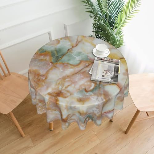 PQruop Elegante runde Tischdecke mit goldenem Marmor-Druck, für Partys, Terrasse und Camping, Abdeckung für den Innen- und Außenbereich PQruop Elegante runde Tischdecke mit goldenem Marmor-Druck, für Partys, Terrasse und Camping, Abdeckung für den Innen- und Außenbereich von PQruop