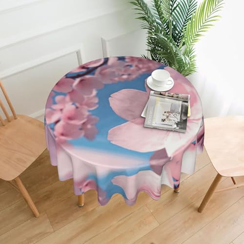 PQruop Elegante runde Tischdecke mit rosa Kirschblüten für Partys, Terrasse und Camping, Abdeckung für den Innen- und Außenbereich PQruop Elegante runde Tischdecke mit rosa Kirschblüten für Partys, Terrasse und Camping, Abdeckung für den Innen- und Außenbereich von PQruop