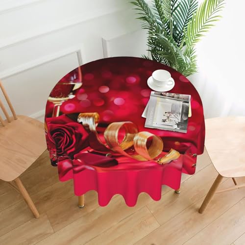 PQruop Elegante runde Tischdecke mit weinroten Rosen für Partys, Terrasse und Camping, Abdeckung für den Innen- und Außenbereich PQruop Elegante runde Tischdecke mit weinroten Rosen für Partys, Terrasse und Camping, Abdeckung für den Innen- und Außenbereich von PQruop