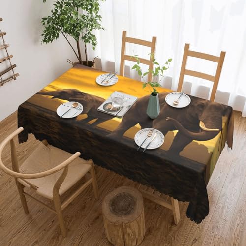 PQruop Elter-Kind-Tischdecke mit Elefanten-Druck, elegant, rechteckig, perfekt für Ess-, Picknick-, Kamin- und Partytische PQruop Elter-Kind-Tischdecke mit Elefanten-Druck, elegant, rechteckig, perfekt für Ess-, Picknick-, Kamin- und Partytische von PQruop