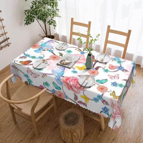PQruop Romantische, ausgefallene Tischdecke, Blumenmuster, Vögel, Schmetterling, elegant, rechteckig, perfekt für Esszimmer, Picknick, Kamin und Partytische PQruop Romantische, ausgefallene Tischdecke, Blumenmuster, Vögel, Schmetterling, elegant, rechteckig, perfekt für Esszimmer, Picknick, Kamin und Partytische von PQruop