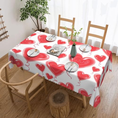 PQruop Romantische Tischdecke, rechteckig, Herzmuster, elegant, rechteckig, perfekt für Essen, Picknick, Kamin und Partytische von PQruop