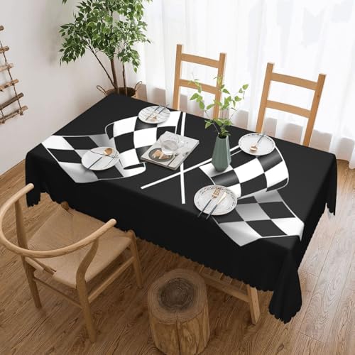 PQruop Schwarz-weiße Formel, karierte Flaggen-Muster, elegant, rechteckig, perfekt für Ess-, Picknick-, Kamin- und Partytische von PQruop