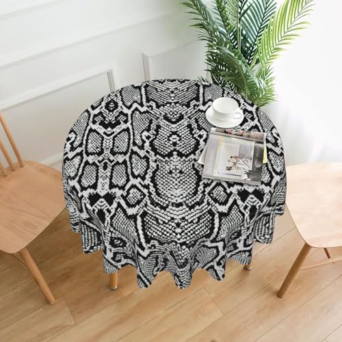 PQruop Schwarz-weiße Tischdecke mit Schlangenhaut-Druck, elegant, rund, für Partys, Terrasse und Camping, Abdeckung für den Innen- und Außenbereich PQruop Schwarz-weiße Tischdecke mit Schlangenhaut-Druck, elegant, rund, für Partys, Terrasse und Camping, Abdeckung für den Innen- und Außenbereich von PQruop