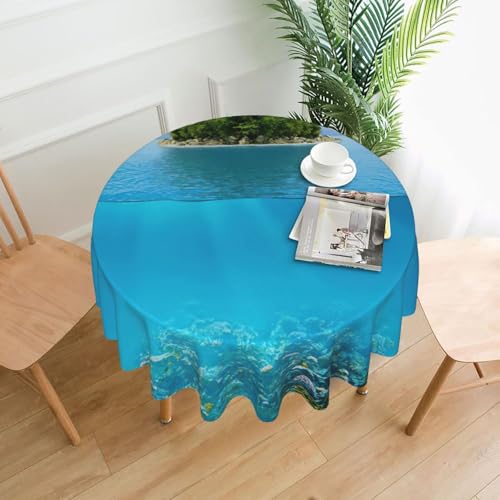 PQruop Unterwasser-Tischdecke mit Korallenriff-Druck, elegant, rund, für Partys, Terrasse und Camping, Abdeckung für den Innen- und Außenbereich PQruop Unterwasser-Tischdecke mit Korallenriff-Druck, elegant, rund, für Partys, Terrasse und Camping, Abdeckung für den Innen- und Außenbereich von PQruop