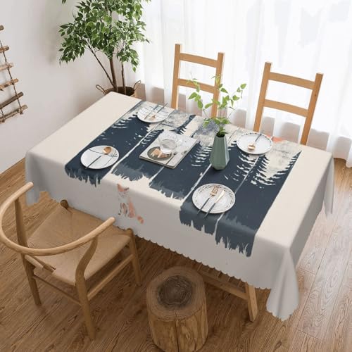 PQruop Wilderness Fuchs-Kunstdruck, elegante, rechteckige Tischdecke, perfekt für Esszimmer, Picknick, Kamin und Partytische von PQruop