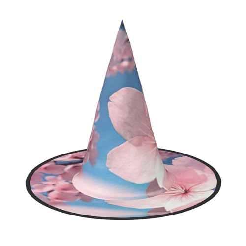 Pinker Kirschblüten-Druck, Halloween, breite Krempe, faltbarer Hut, geeignet für Cosplay, Maskerade und Karneval, 1 Stück Pinker Kirschblüten-Druck, Halloween, breite Krempe, faltbarer Hut, geeignet für Cosplay, Maskerade und Karneval, 1 Stück von PQruop
