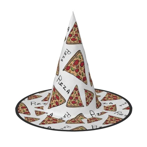 Pizzamuster-Druck, Halloween, breite Krempe, faltbarer Hut, geeignet für Cosplay, Maskerade und Karneval, 1 Stück von PQruop
