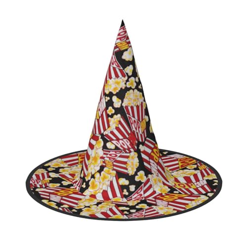 Popcorn-Druck, Halloween, breite Krempe, faltbarer Hut, geeignet für Cosplay, Maskerade und Karneval, 1 Stück Popcorn-Druck, Halloween, breite Krempe, faltbarer Hut, geeignet für Cosplay, Maskerade und Karneval, 1 Stück von PQruop