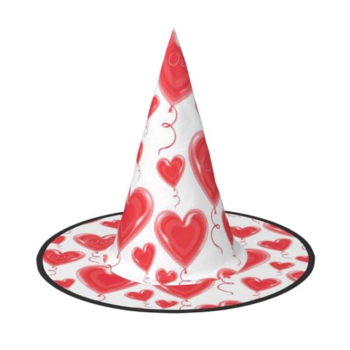 Romantischer roter Herz-Druck, Halloween, breite Krempe, faltbar, geeignet für Cosplay, Maskerade und Karneval, 1 Stück Romantischer roter Herz-Druck, Halloween, breite Krempe, faltbar, geeignet für Cosplay, Maskerade und Karneval, 1 Stück von PQruop