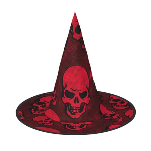 Roter Totenkopf-Druck, Halloween, breite Krempe, faltbarer Hut, geeignet für Cosplay, Maskerade und Karneval, 1 Stück von PQruop