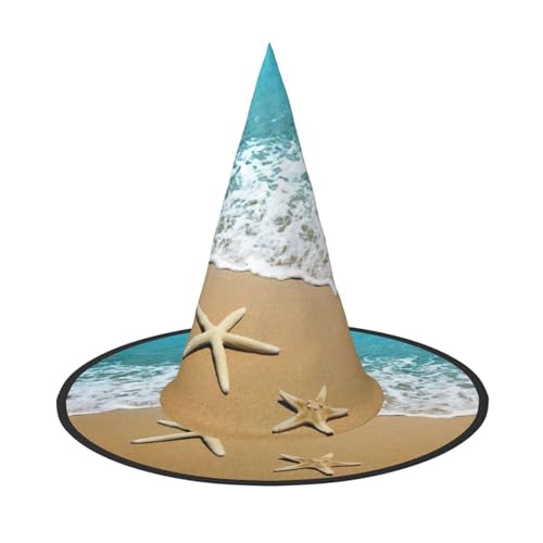 Schöner Seestern am Strand, Sanddruck, Halloween, breite Krempe, faltbarer Hut, geeignet für Cosplay, Maskerade und Karneval, 1 Stück Schöner Seestern am Strand, Sanddruck, Halloween, breite Krempe, faltbarer Hut, geeignet für Cosplay, Maskerade und Karneval, 1 Stück von PQruop