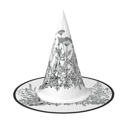 Schwarzer und weißer Blumendruck, Halloween, breite Krempe, faltbarer Hut, geeignet für Cosplay, Maskerade und Karneval, 1 Stück Schwarzer und weißer Blumendruck, Halloween, breite Krempe, faltbarer Hut, geeignet für Cosplay, Maskerade und Karneval, 1 Stück von PQruop