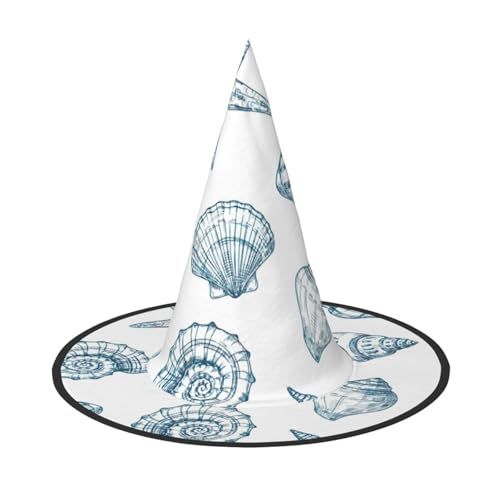 Seestern-Muschel-Druck, Halloween, breite Krempe, faltbar, geeignet für Cosplay, Maskerade und Karneval, 1 Stück Seestern-Muschel-Druck, Halloween, breite Krempe, faltbar, geeignet für Cosplay, Maskerade und Karneval, 1 Stück von PQruop