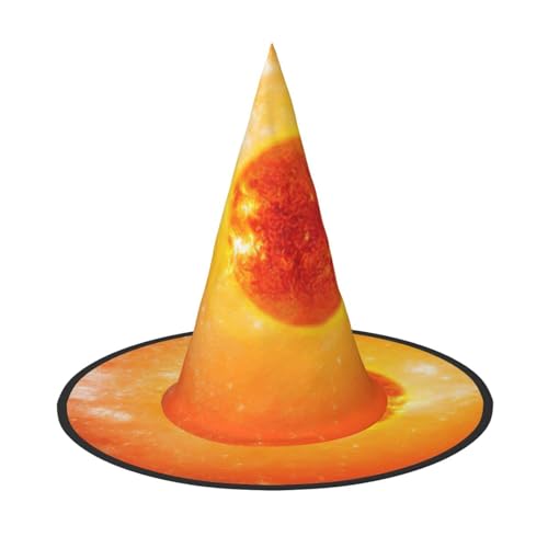 Sonnenaufdruck, Halloween, breite Krempe, faltbar, geeignet für Cosplay, Maskerade und Karneval, 1 Stück von PQruop