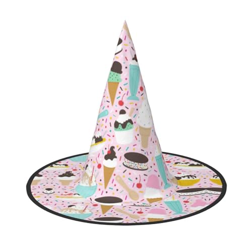 Süßer Eiscreme-Druck, Halloween, breite Krempe, faltbar, geeignet für Cosplay, Maskerade und Karneval, 1 Stück Süßer Eiscreme-Druck, Halloween, breite Krempe, faltbar, geeignet für Cosplay, Maskerade und Karneval, 1 Stück von PQruop