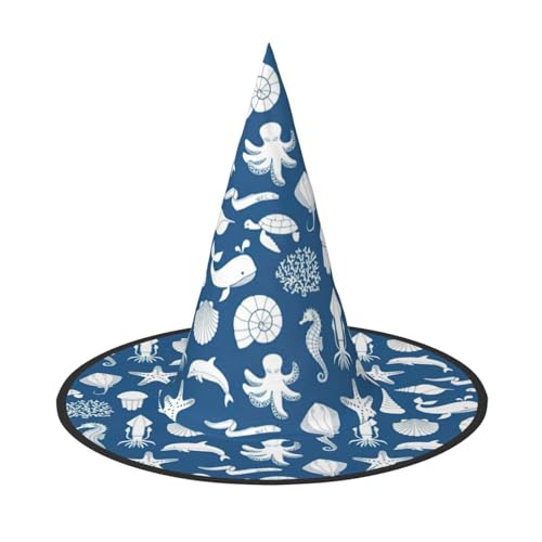 Unterwasser-Hut, Motiv: Meeresleben, Halloween, breite Krempe, faltbar, geeignet für Cosplay, Maskerade und Karneval, 1 Stück von PQruop